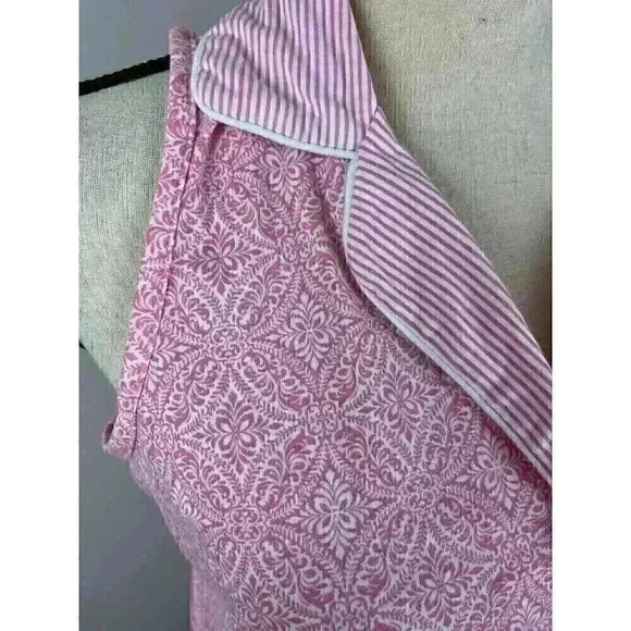 Vtg Laura Ashley Babydoll Nightgown Sleeveless Button Front Collared Bow Pink M - Picture 5 of 11
